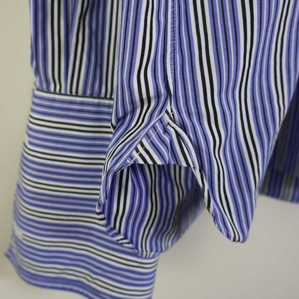 Ralph Lauren Purple Label Mens 17.5 Blue Striped Dress Shirt Italy French Cuff‎ - Picture 7 of 12